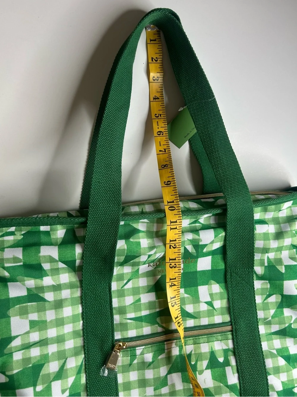 kate spade NWT Daisy Green Gingham Floral Tote Insulated Grandmacore Beach Mod
